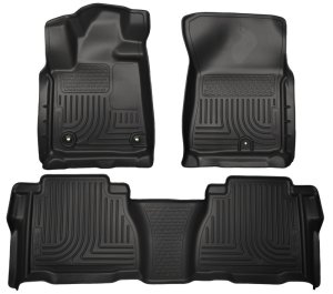 Toyota Tundra Floor Liners - Front + Rear - Husky Liners - WeatherBeater - Black - `12-`13